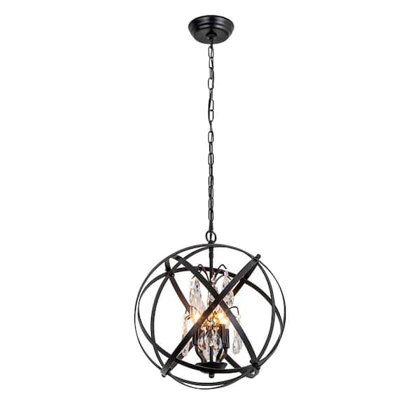 black globe chandelier with crystals