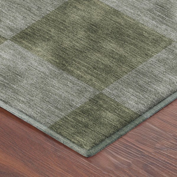 Mayfield Premium Machine Washable Abstract AMF2345 Olive 3 ft. x 4 ft. Area Rug