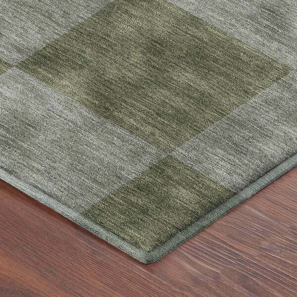 Mayfield Premium Machine Washable Abstract AMF2345 Olive 9 ft. x 12 ft. Area Rug