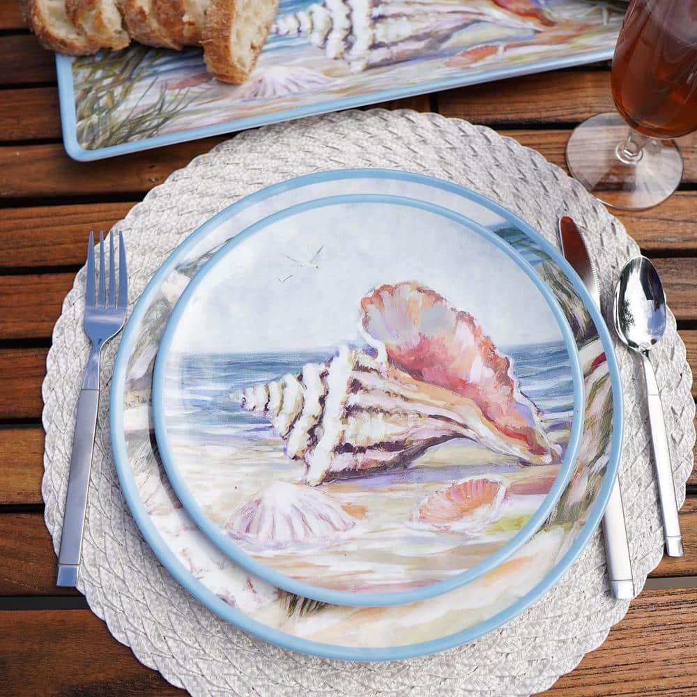 Seacoast Multicolor Melamine 9" Salad/Dessert Plates Set of 6