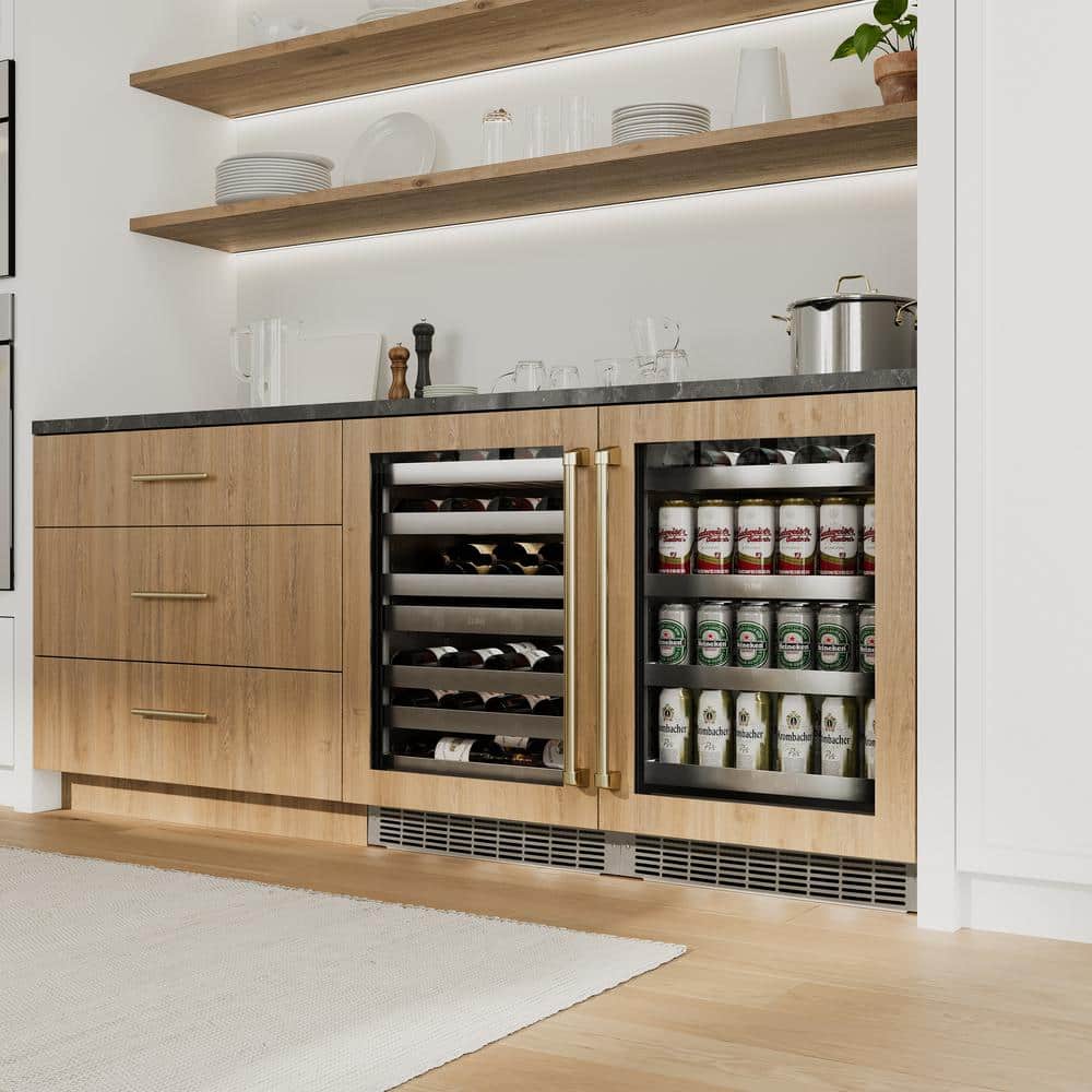 24-Inch Dual Zone Wine Cooler with Champagne Bronze Handle