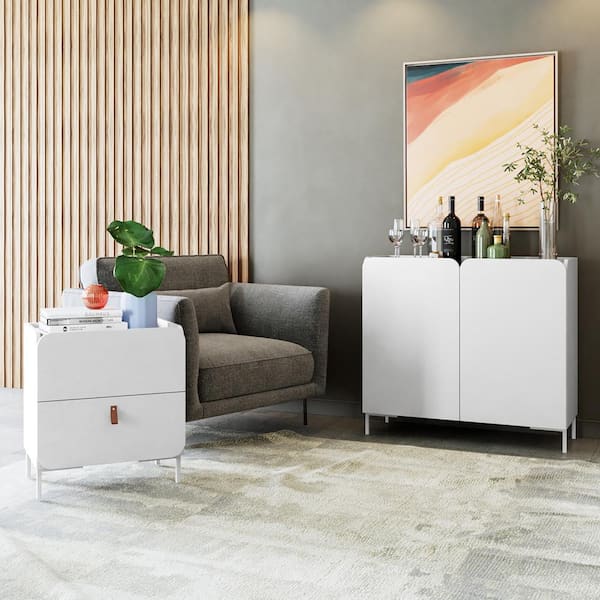 Bogardus White 31.88 in. H Accent Storage Cabinet with 19.68 in. W End Table