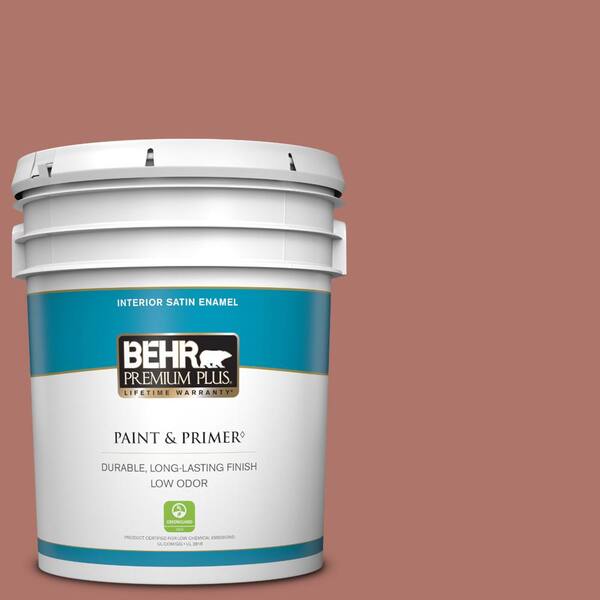 BEHR PREMIUM PLUS 5 gal. #S160-5 Hot Chili Satin Enamel Low Odor Interior Paint & Primer