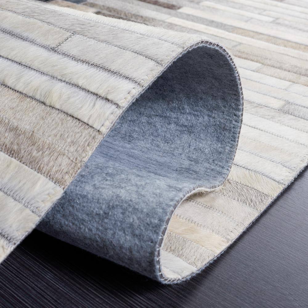 Handmade Gray and Brown Geometric Cowhide Area Rug