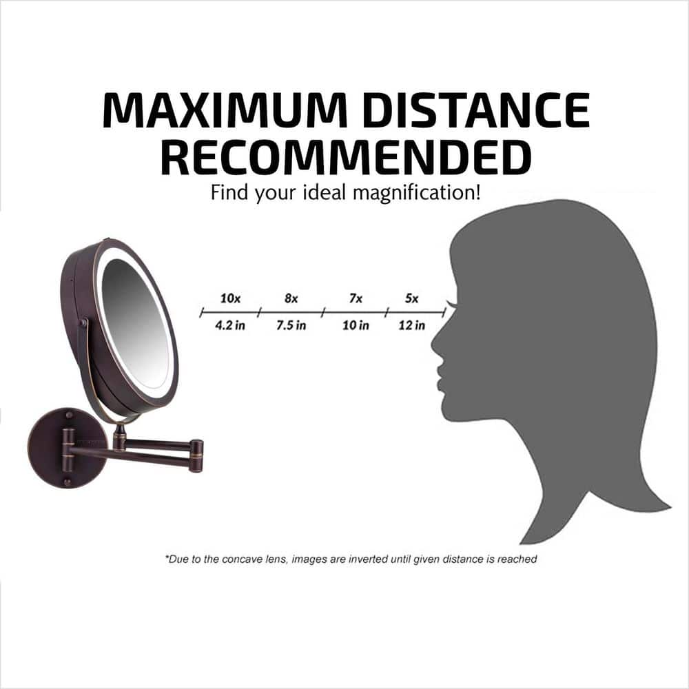 Antique Bronze 8.5" LED Wall Mounted Magnifying Mirror