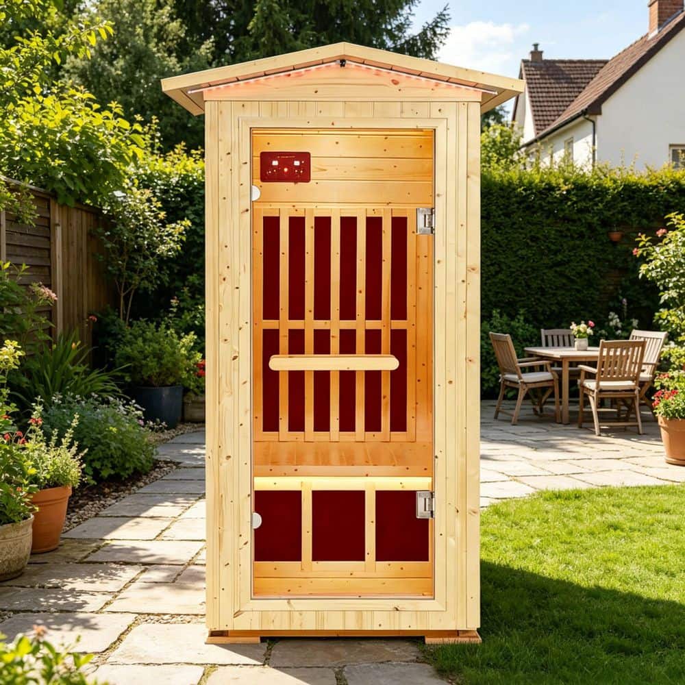 Spygo Moray 1-Person Outdoor Spruce Infrared Sauna with 7 Far