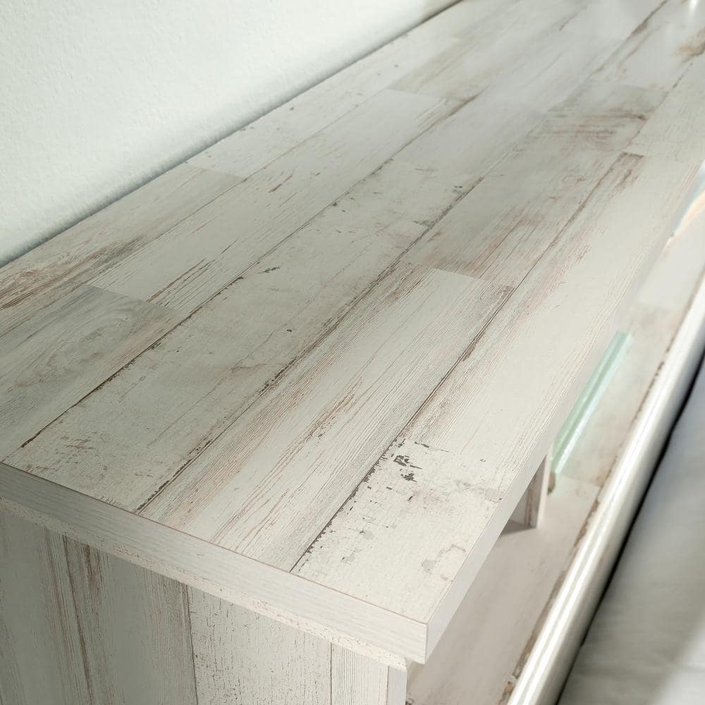 Full/Queen White Plank Wood Headboard with Storage