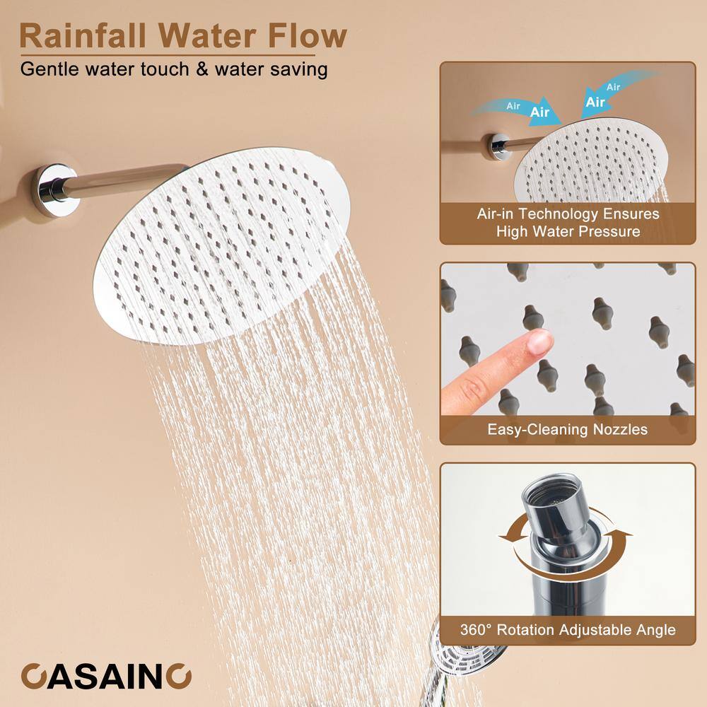 Chrome Thermostatic Rainfall Shower System with Digital Display and Jets