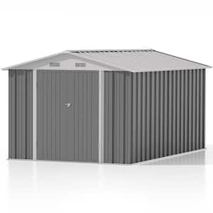8 ft. W x 12 ft. D Gray Metal Storage Shed 96 sq. ft. in Gray