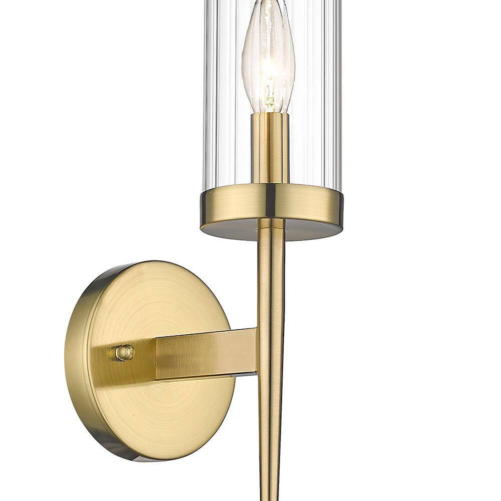 Elegant Gold Metal Wall Sconce with Clear Glass Shade