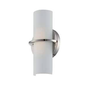 Tucker 6 in. 1-Light Polished Nickel Integrated LED Wall Sconce with Etched Opal Glass Shade