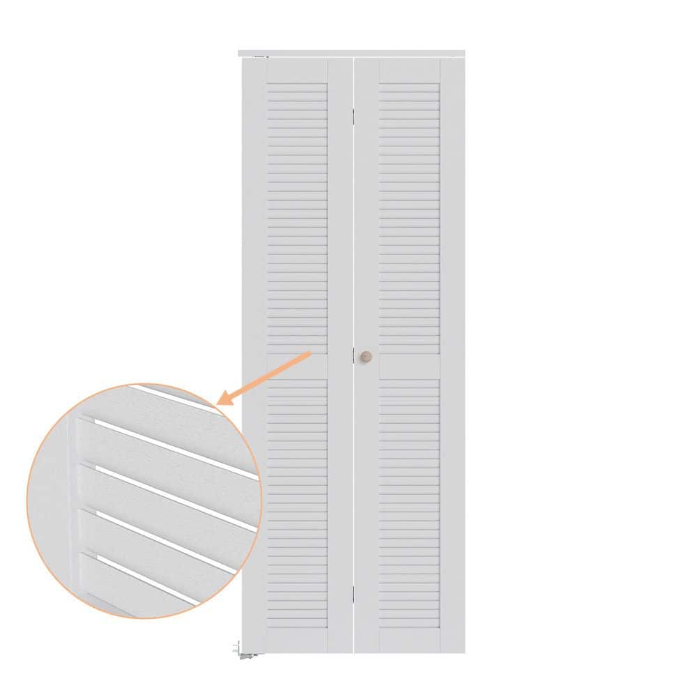 SOCBAZZAR 24 in. x 78.75 in. Full Panel Louvered Solid Core White