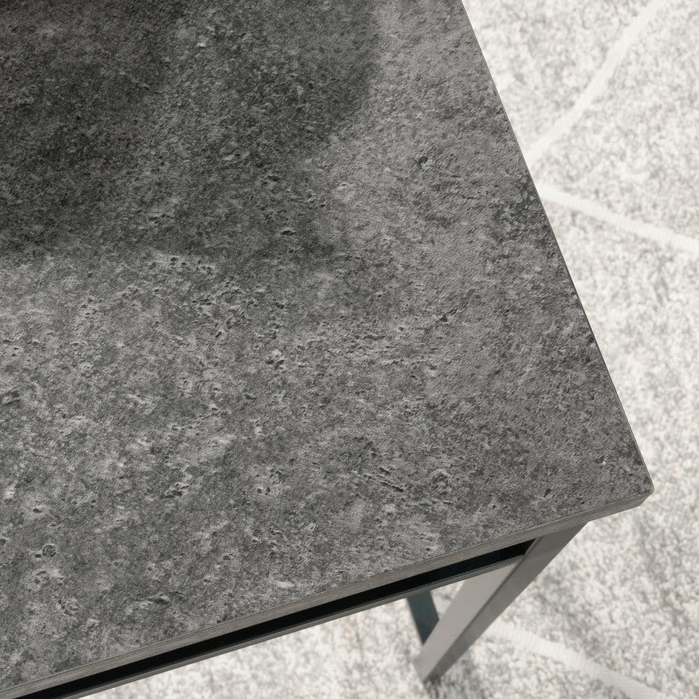 Slate Gray Wood and Metal Writing Desk with Storage
