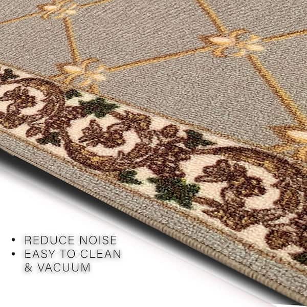 Fleur De Lis French Beige 26 in. W x 3 ft. L Runner Rug/Stair Runner 6.6 sq. ft.