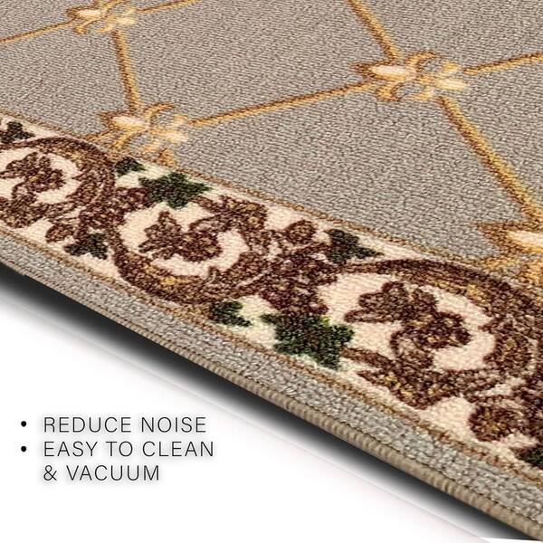 Fleur De Lis French Beige 26 in. W x 44 ft. L RunnerRug/Stair Runner 96.8 sq. ft.