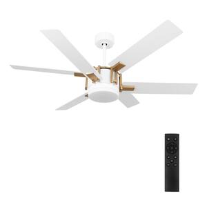 Sennin 52 in. Color Changing Integrated LED Indoor White DC Motor Ceiling Fan with Light Kit and Remote Control