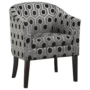 Grey and Black Barrel Back Accent Chair