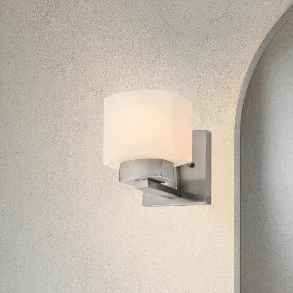 Dove Creek 6'' Satin Nickel Dimmable Vanity Wall Sconce with Frosted Glass