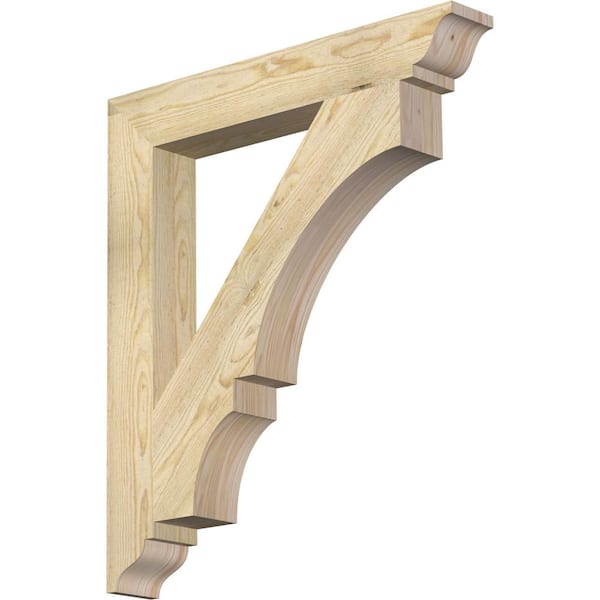 Ekena Millwork 4 in. x 32 in. x 28 in. Douglas Fir Balboa Traditional Rough Sawn Bracket