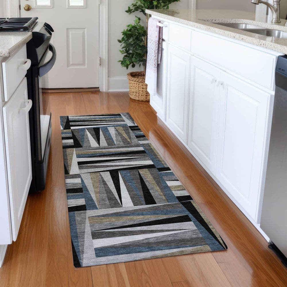 Mayfield Premium Machine Washable Abstract AMF1012 Black 2 ft. 3 in. x 7 ft. 6 in. Runner Rug price history on PriceWatchPro