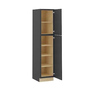 Grayson Deep Onyx Painted Plywood Shaker Assembled Utility Pantry Kitchen Cabinet Soft Close 18 in W x 24 in D x 84 in H