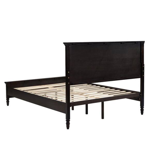 OrangeOne Avila Black Solid Wood Frame Queen Panel Bed with