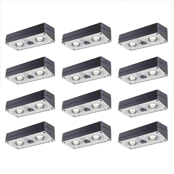 Outdoor Solar Fence Lights 12-Pack, Black