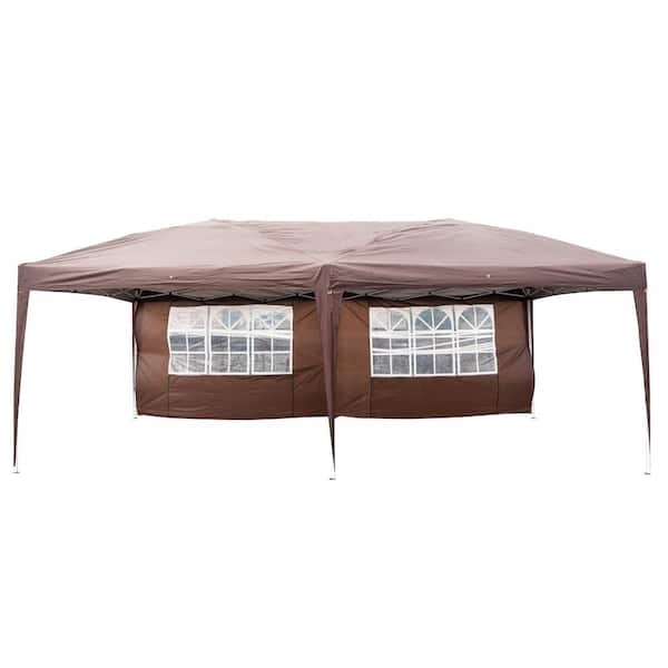 Karl home 20 ft. x 10 ft. Brown Straight Leg Party Tent with 2 Walls and 2 Windows