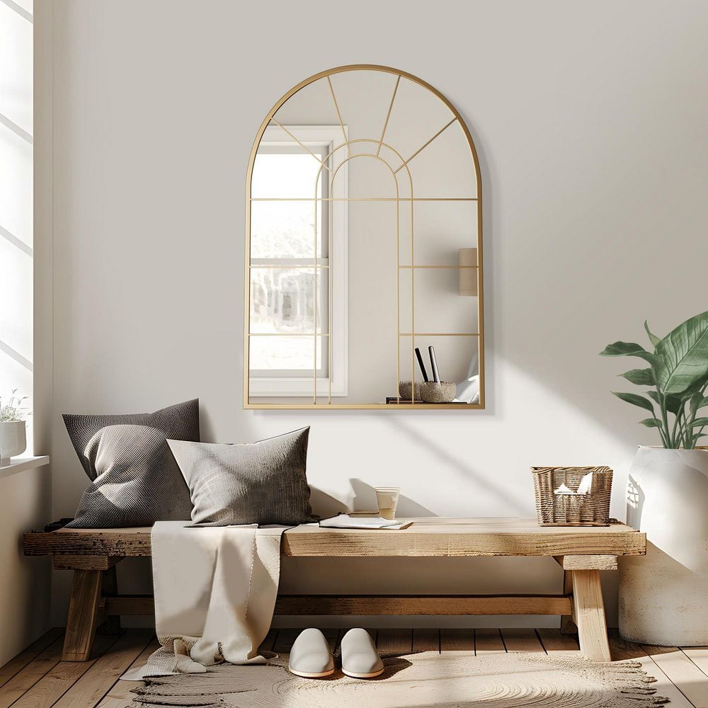 Lumioca 1-Piece Gold 27 in. W x 41 in. H Right Angled Rectangular ...