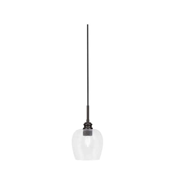 Unbranded Albany 60-Watt 1-Light Espresso Pendant Mini Pendant Light Clear Bubble Glass and Light Bulb Not Included