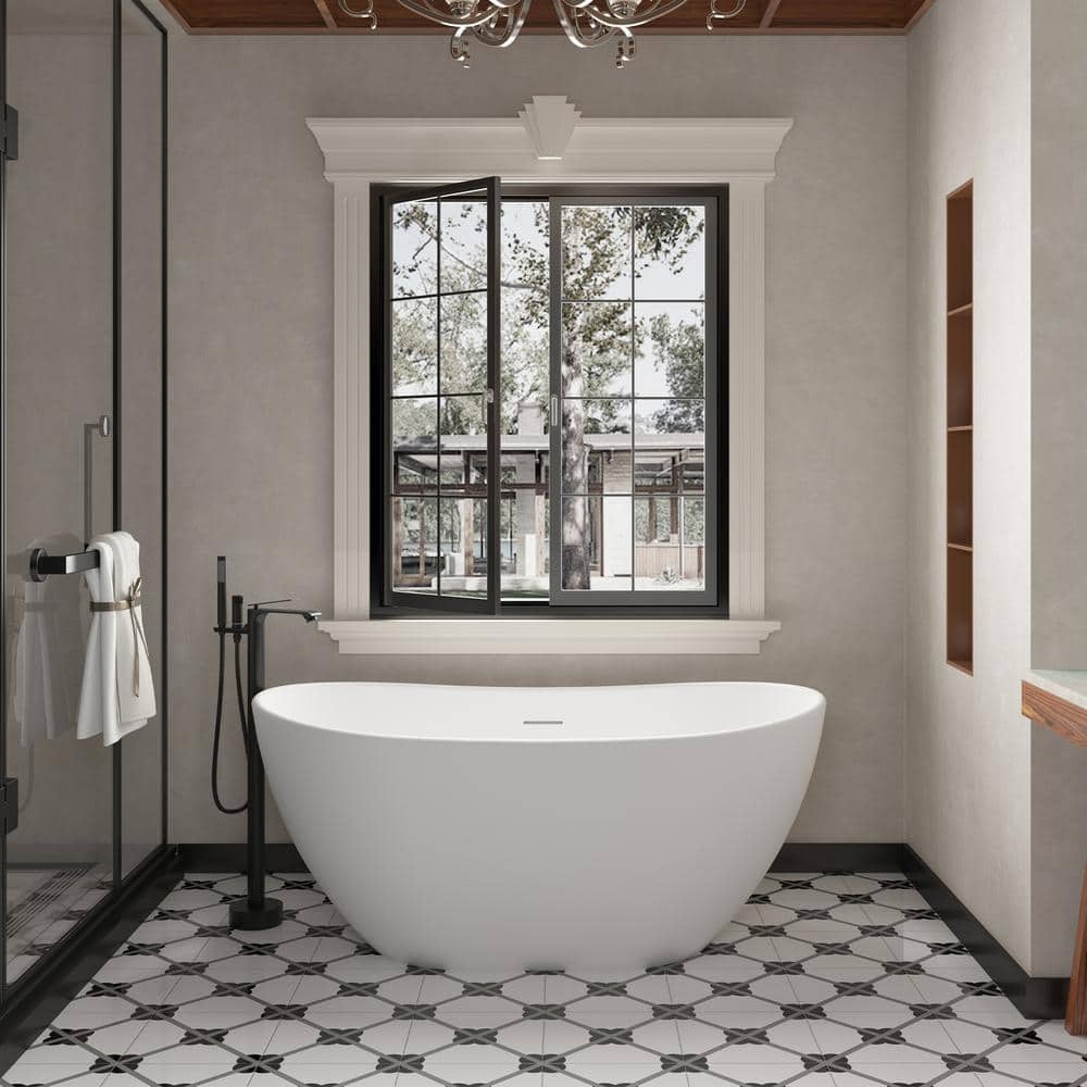 Matte Black Freestanding Tub Filler Faucet with Handheld Shower