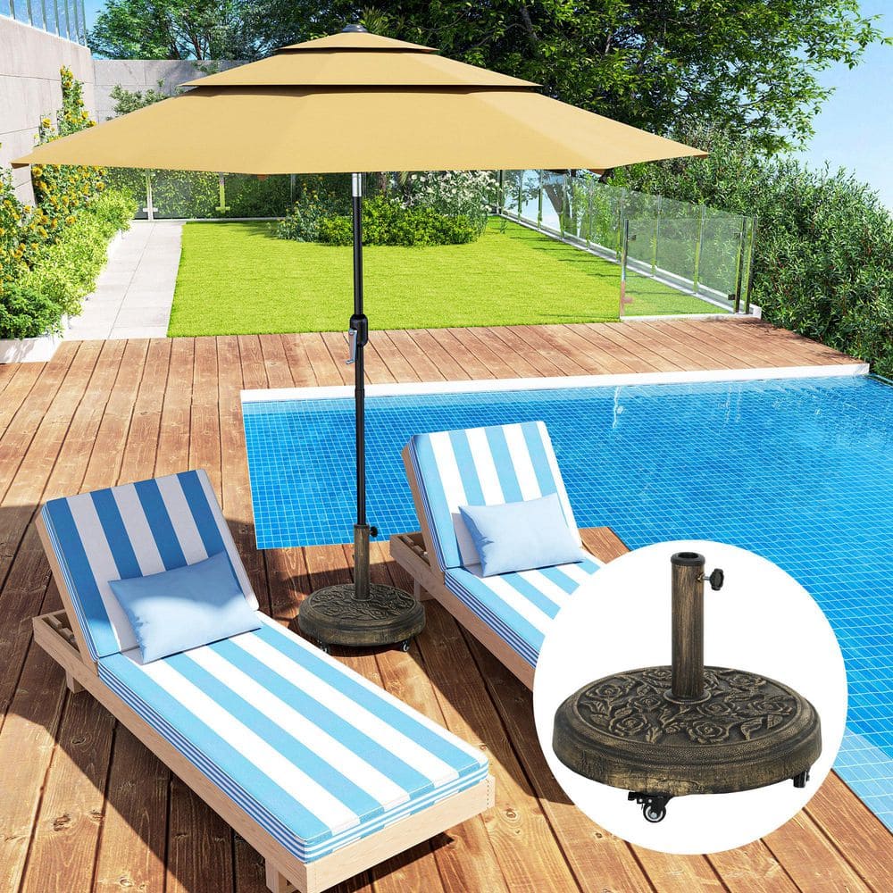 Bronze Powder Coated Metal Wheeled Patio Umbrella Stand