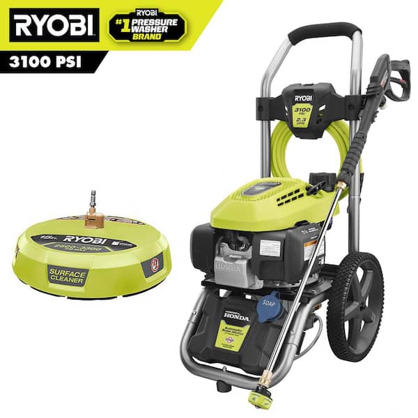 RYOBI 3100 PSI 2.3 GPM Honda Gas Pressure Washer and 15 in. Surface Cleaner