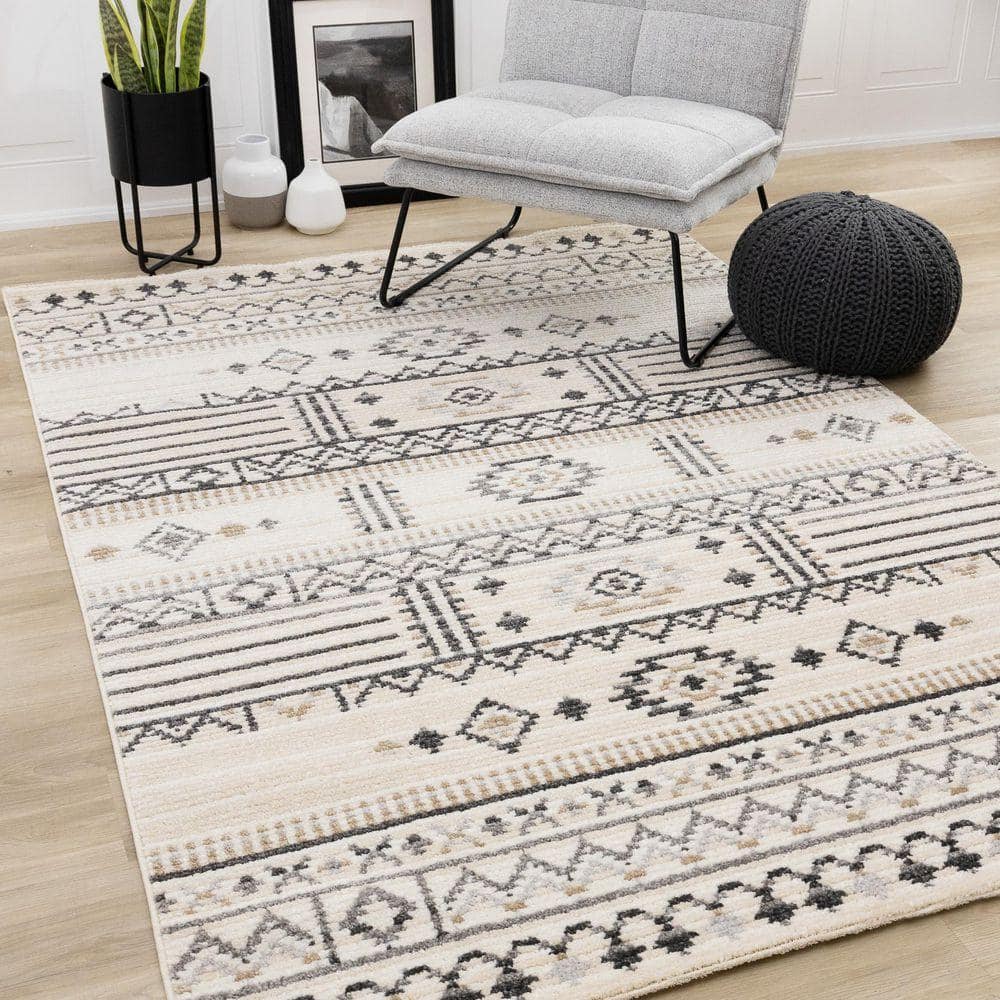 Rug Collection Rug Rug Branch Solvyn Collections 8 ft. x 11 ft. Beige Tribal/Southwestern ...