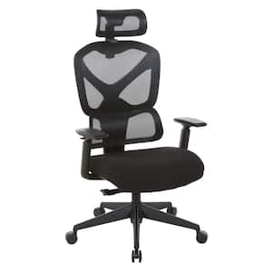 Fabric Seat Adjustable Height, Swivel, Wheels, Tilt, Rolling Ergonomic Executive Chair in Black with Adjustable Arms