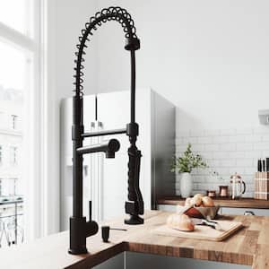 Zurich Single Handle Pull-Down Sprayer Kitchen Faucet Set with Soap Dispenser in Matte Black