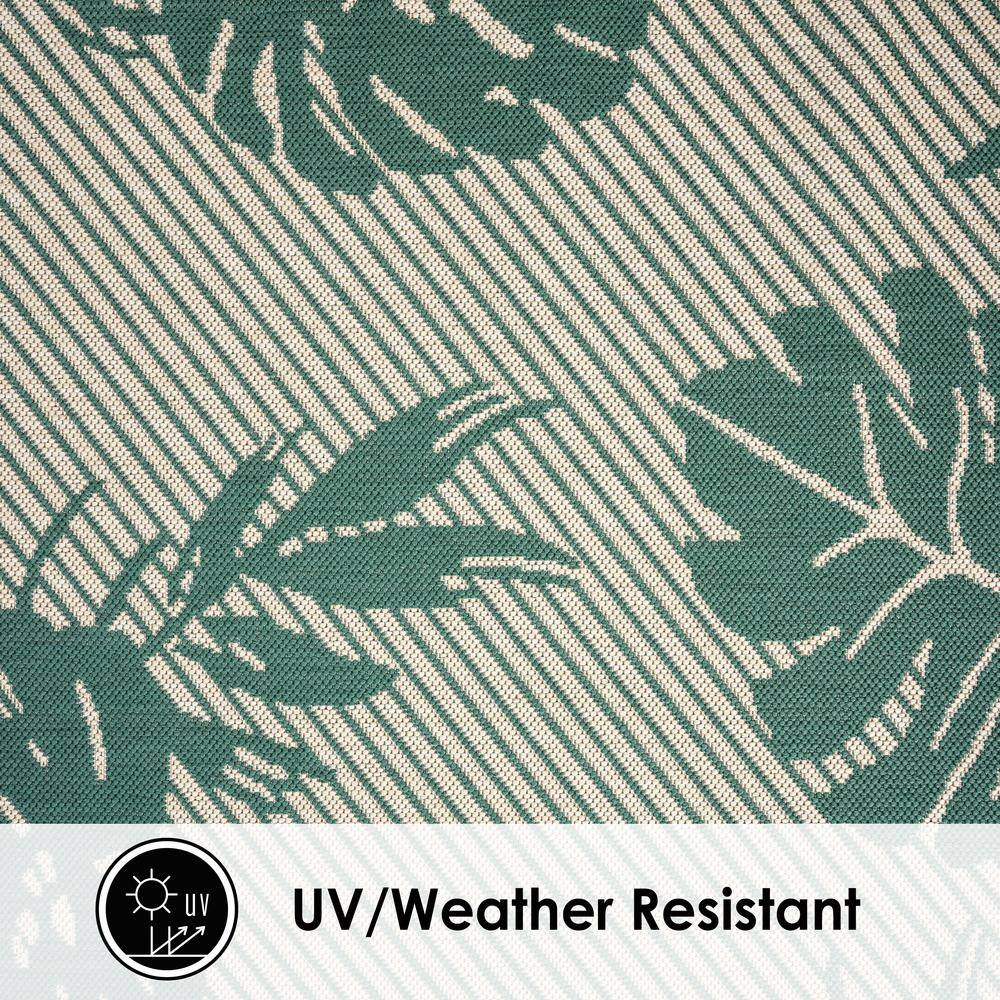 Tropical Island Vibes Reversible Beige/Green Synthetic Area Rug, 5' x 7'