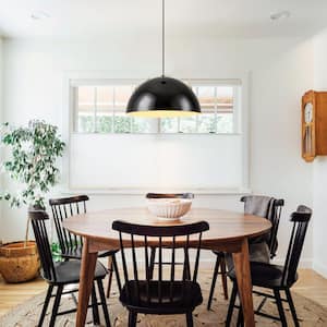 Quitman 1-Light Modern Black Dome Pendant Light /Kitchen Island Lighting for Dining Room