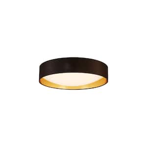 Orme 20 in. W x 4.53 in. H 1-Light Black/Gold LED Flush Mount with White Plastic Diffuser