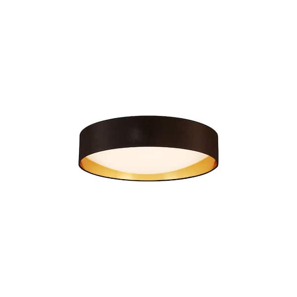 Eglo Orme 20 in. W x 4.53 in. H 1-Light Black/Gold LED Flush Mount with White Plastic Diffuser