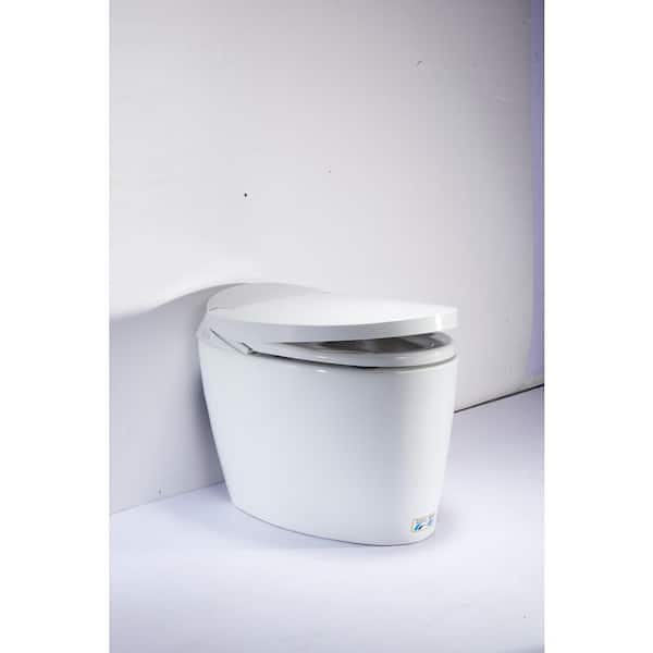 12 in. 1-Piece 1.28GPF Single Flush Smart Elongated Toilet in White,Closing Seat Included/Auto Flushing/Adjustable Temp