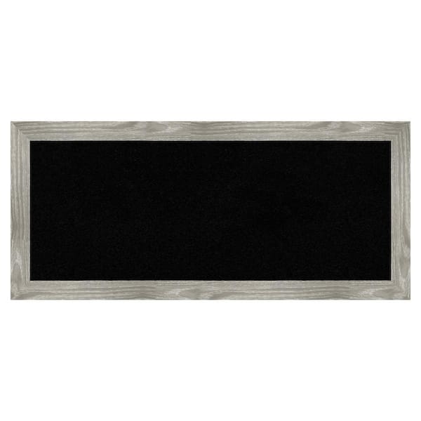 Amanti Art Dove Greywash Square Framed Black Corkboard 33 in. x 15 in. Bulletine Board Memo Board