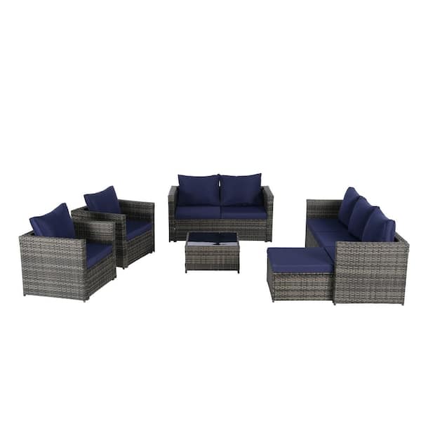 Buenaola Trisca 6-Piece Wicker Patio Conversation Set with