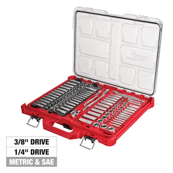 40-Piece Socket Tool Set Ratchet Set METRIC/SAE 1/4" & 3/8" Drive w/ Case 