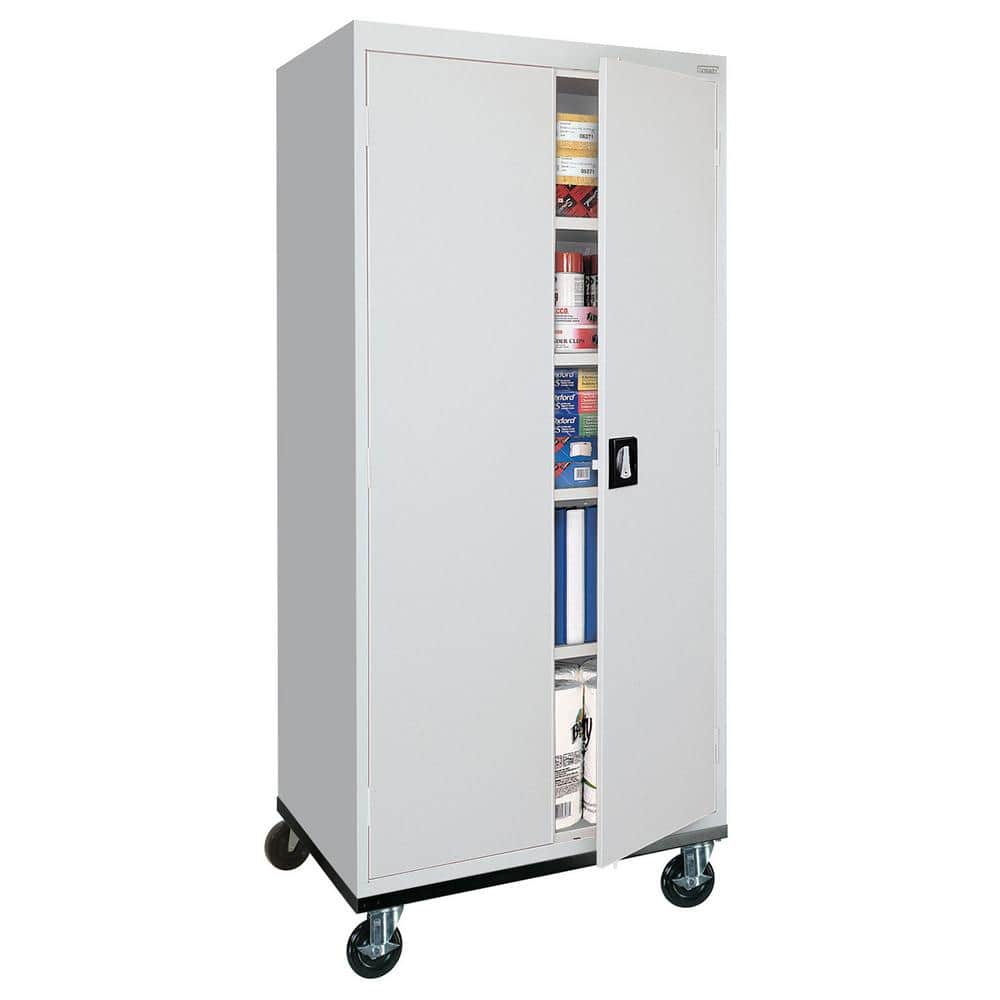 Freestanding Lockable 78" Gray Office Cabinet with Adjustable Shelving