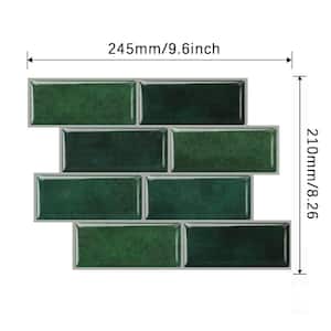 8.26 in. x 9.6 in. Green Thin Vinyl Peel and Stick Backsplash Tiles for Kitchen (20-Pack/11 sq. ft.)