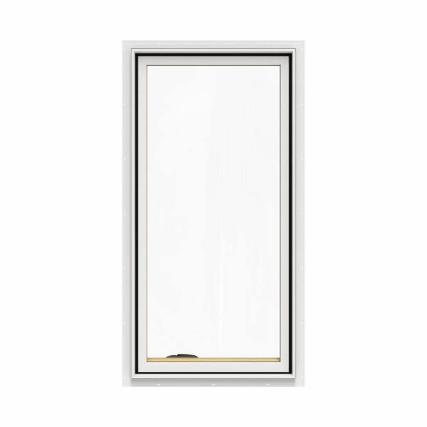 JELD-WEN 24.75 in. x 48.75 in. W-2500 Series White Painted Clad Wood Left-Handed Casement Window with BetterVue Mesh Screen