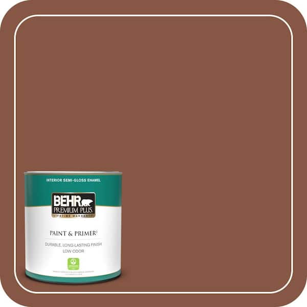 BEHR PREMIUM PLUS 1 qt. #S210-7 October Leaves Semi-Gloss Enamel Low Odor Interior Paint & Primer