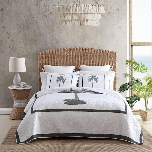 Tommy Bahama Palm Island 1-Piece Gray Cotton Full/Queen Quilt
