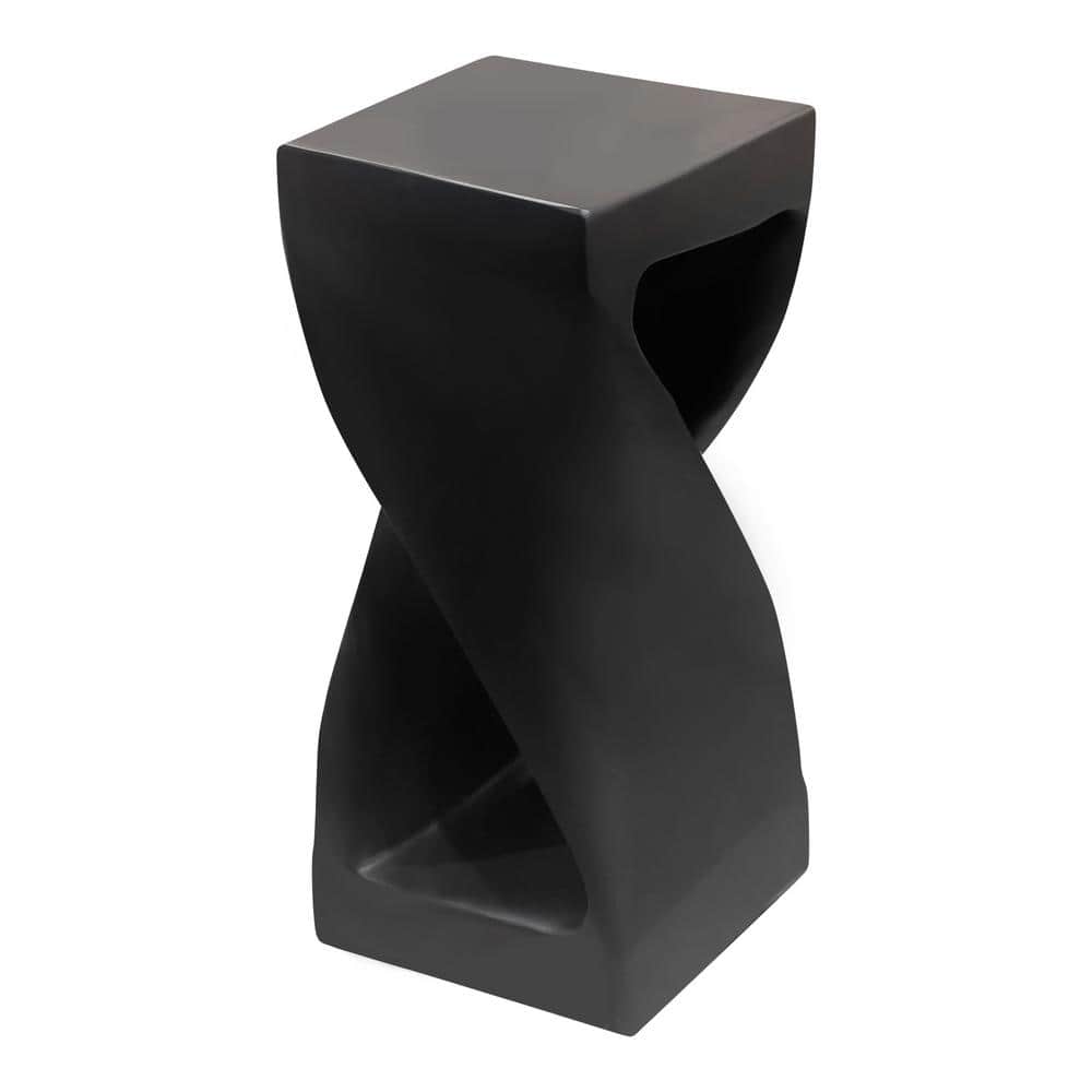 Solana Black Acacia Wood Carved Side Table